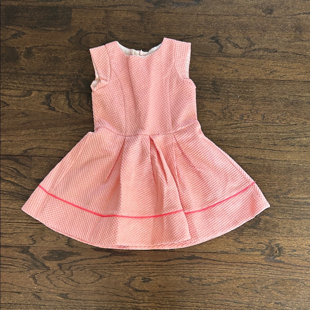 Lili Gaufrette Girls Pink Textured Pleated Party Dress Size 4